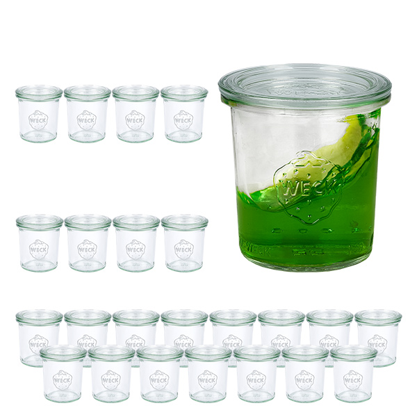 24er Set Weck Gläser 140 ml Sturzgläser mit 24 Glasdeckeln