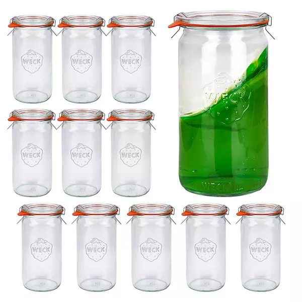 12er Set Weck Gläser 340ml Zylindergläser mit 12 Glasdeckeln