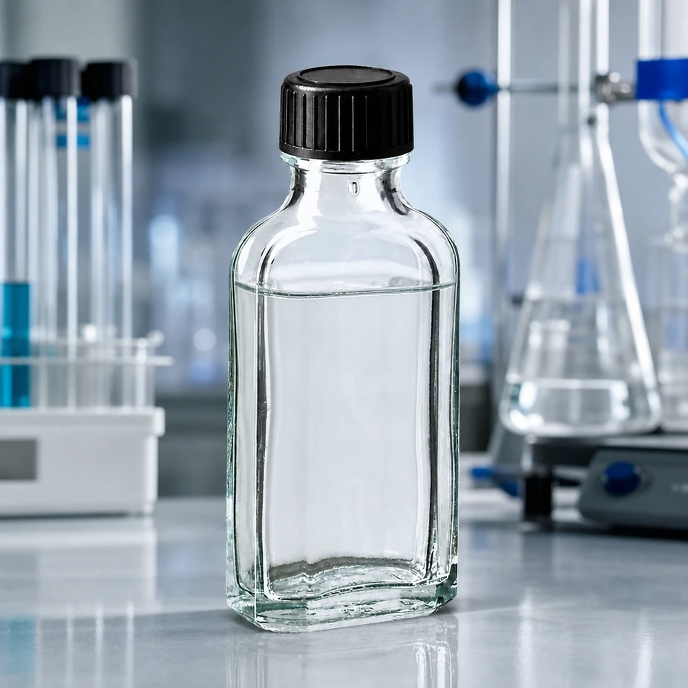 50 ml Meplat klar Schraubverschluss mit EPE-Dichtscheibe Kompakte 50 ml Meplat Apothekerflasche klar mit schwarzem Deckel und EPE-Dichtscheibe