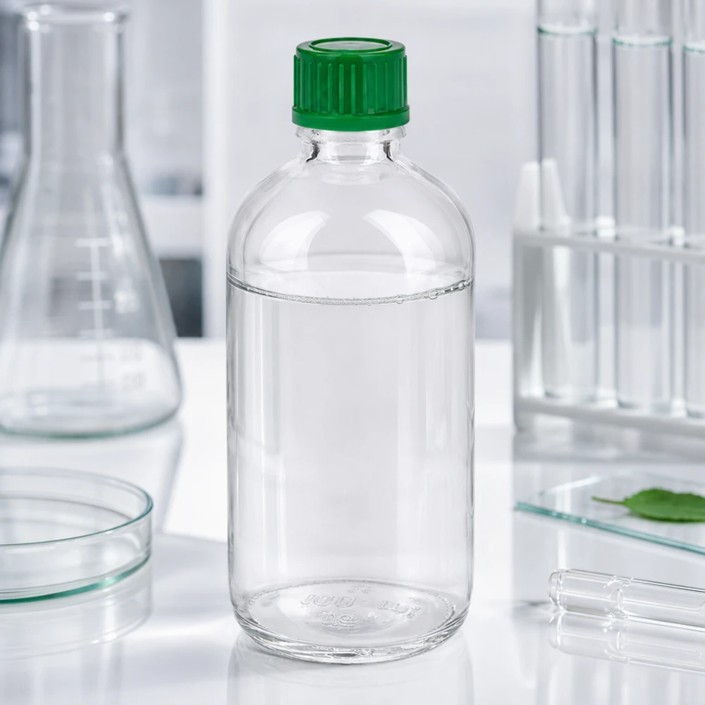 100ml Flasche 11mm Schraubverschluss grün Standard ClearLine UT18/100 100ml Glasfläschchen mit engem Hals 11mm grüner SV Deckel ClearLine UT18/100 für Flüssigkeiten