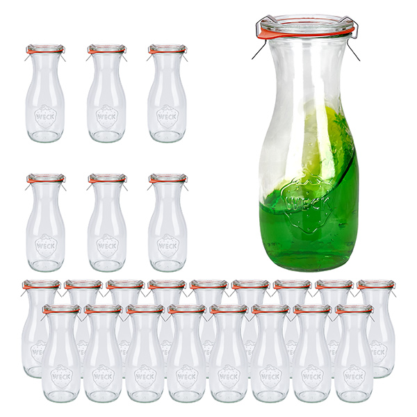 Set di 24 vasetti Weck da 530 ml con 24 coperchi in vetro, 2 Set di 24 vasetti Weck da 530 ml con 24 coperchi in vetro, 2