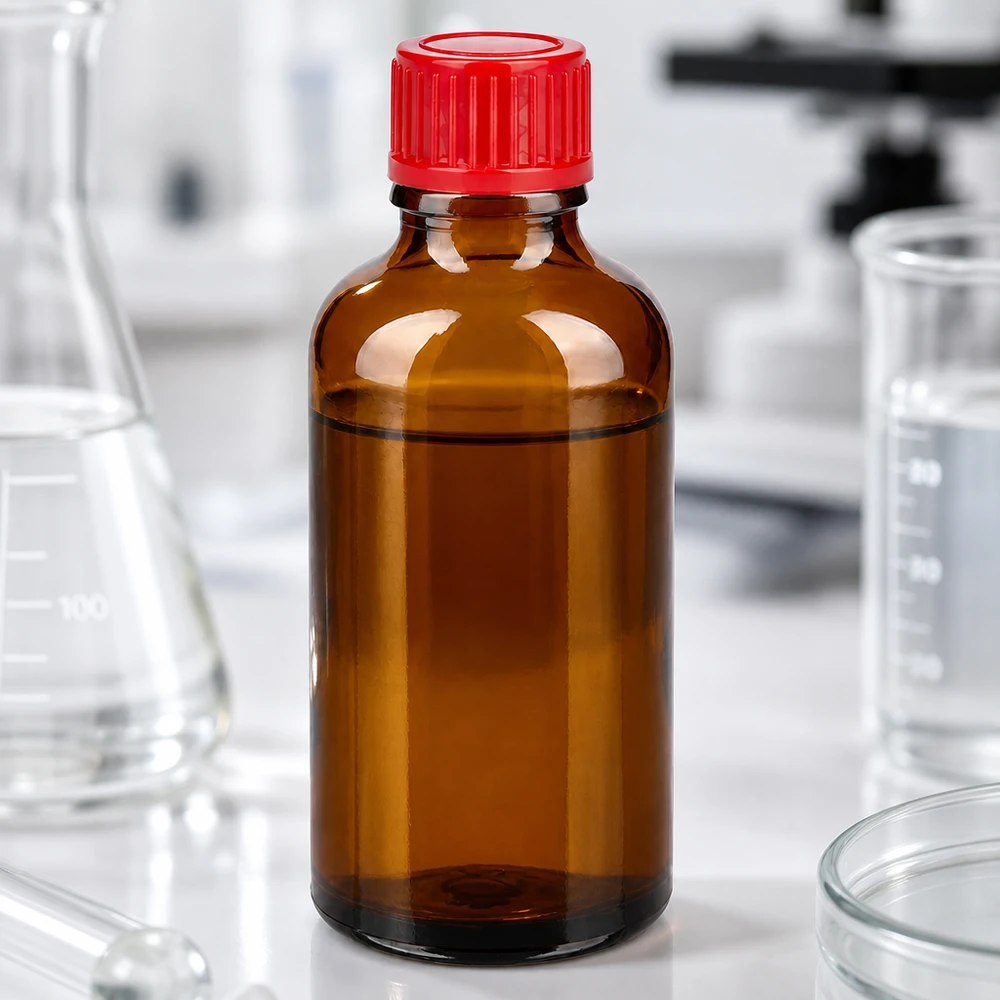 50ml Flasche 11mm Schraubverschluss rot Standard BrownLine UT18/50 Lichtgeschützte 50ml Glasflasche mit ergonomischem rotem Verschluss für den täglichen Gebrauch