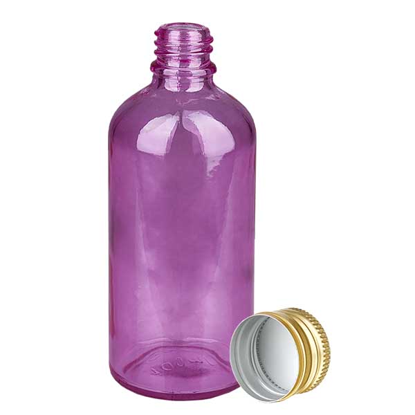 100ml Flasche 11mm Schraubverschluss Alu-Gold Standard PurpleLine. UT18/100