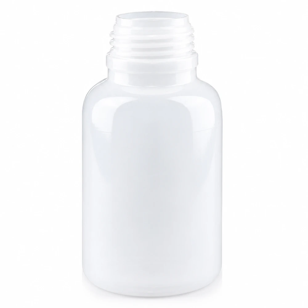 Runde weiße 250ml Laborflasche mit breitem Schraubgewinde und glatter Oberfläche