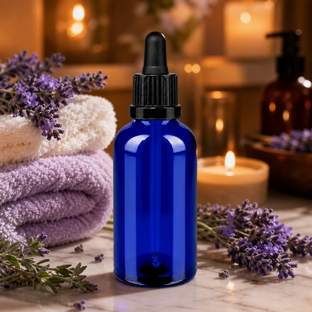 50ml Pipettenflasche schwarz Originalitätsverschluss BlueLine UT18/50 Professionelle BlueLine Pipettenflasche 50ml - robustes blaues Glas mit ergonomischem Design