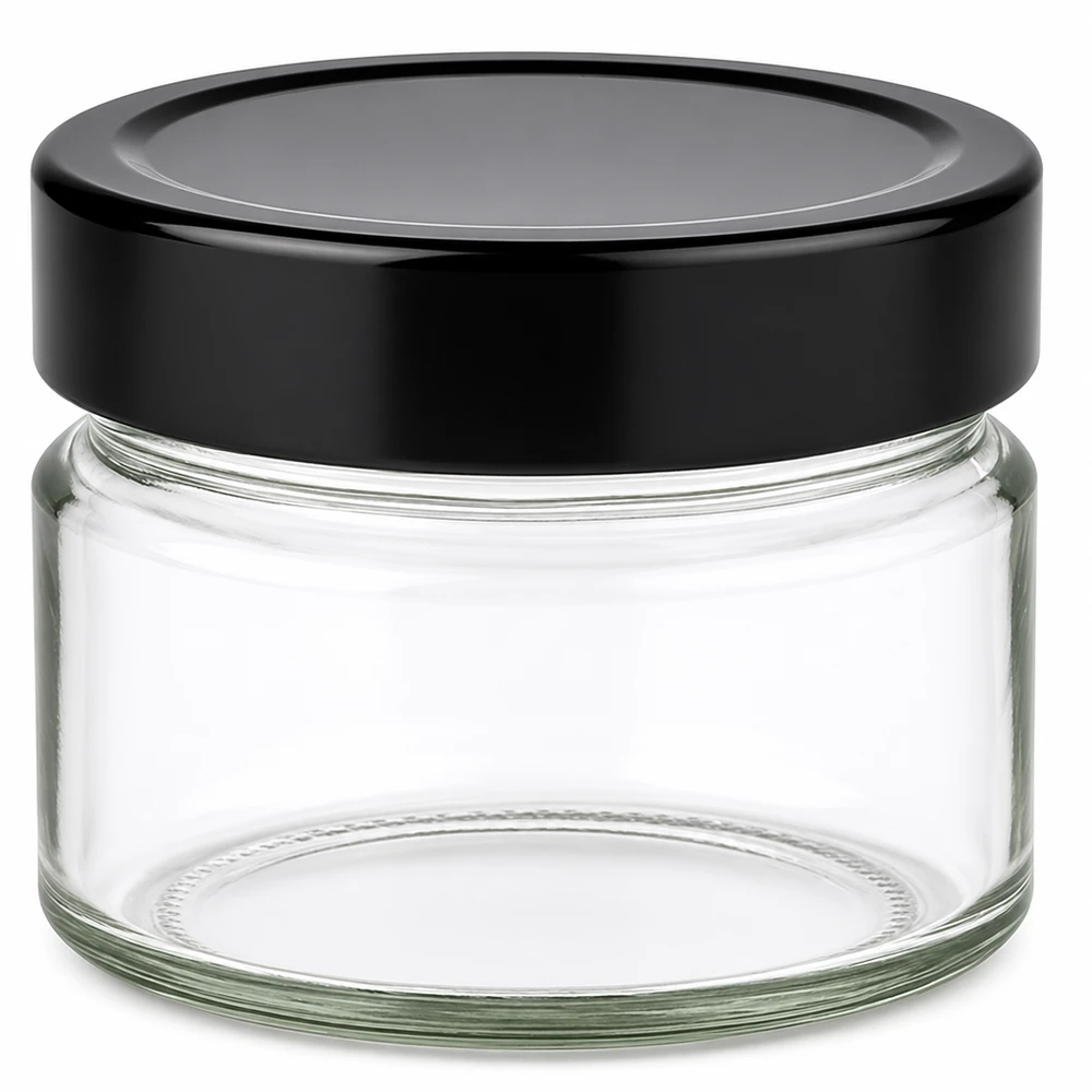 130ml Rundglas + BasicSeal Deckel schwarz UNiTWIST