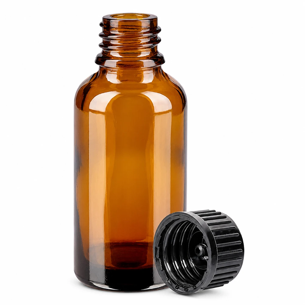 Bottiglia da 30ml 11mm SV nero STD BrownLine UT18/30 Flacone di protezione UV da 30 ml in robusto vetro ambrato con tappo nero per la conservazione