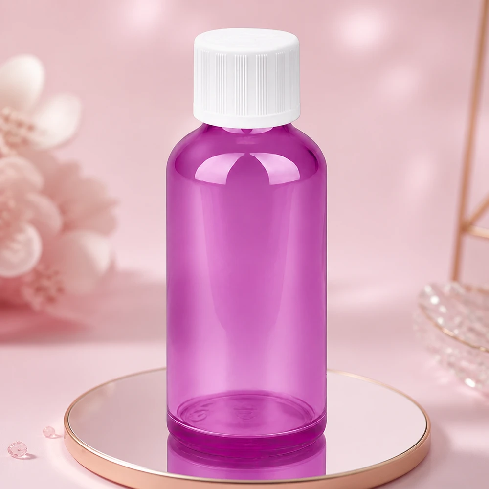 Flacone versatile da 50 ml con filettatura UT18 in viola per laboratorio e industria cosmetica