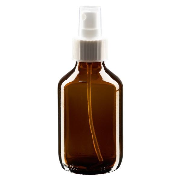 Flacone per medicinali da 150 ml marrone, con atomizzatore a pompa bianco ApoGlas Flacone per medicinali da 150 ml marrone, con atomizzatore a pompa bianco ApoGlas