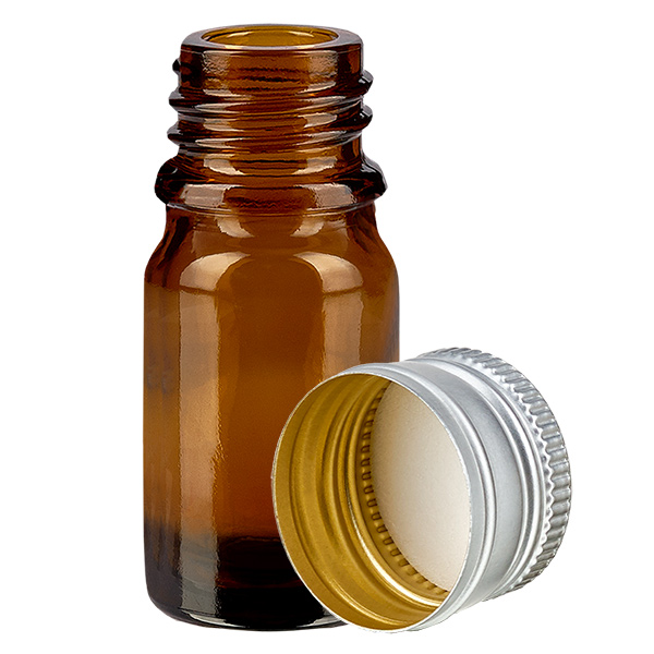 5ml Flasche 11mm Schraubverschluss Alu-Silber Standard BrownL. UT18/5