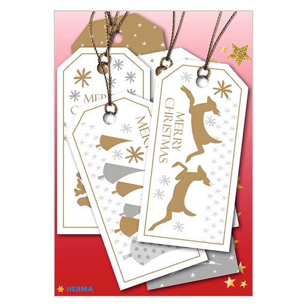 Anhänger "Merry Christmas" (6 Stück) mit Glitzer