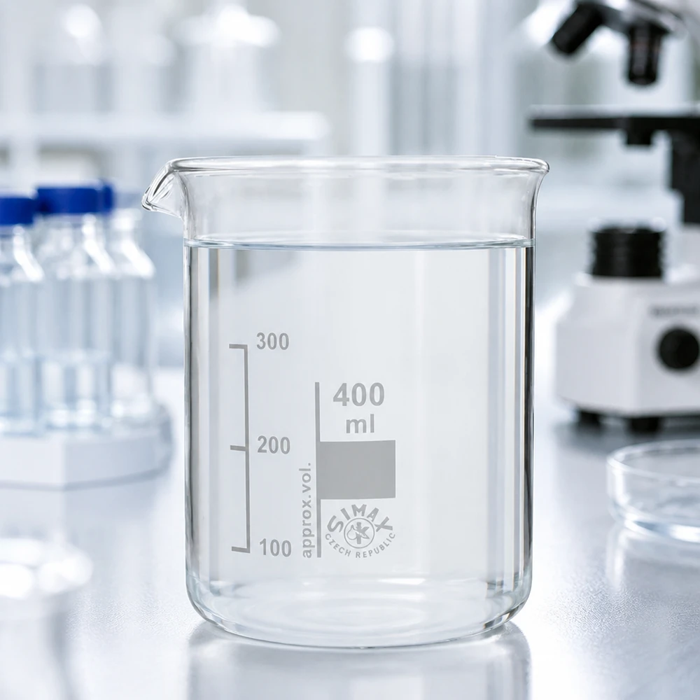 Bicchiere 400ml in vetro borosilicato, forma bassa Bicchiere da laboratorio a parete spessa da 400 ml in vetro borosilicato di alta qualità per misure precise