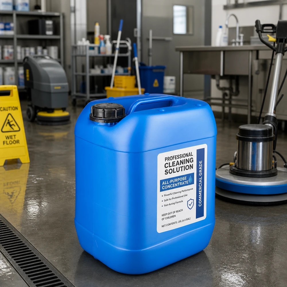 Kanister 20 Liter blau mit Schraubverschluss Originalitätsverschluss Stapelbarer blauer 20 Liter Kanister mit Schraubverschluss für Industriereiniger