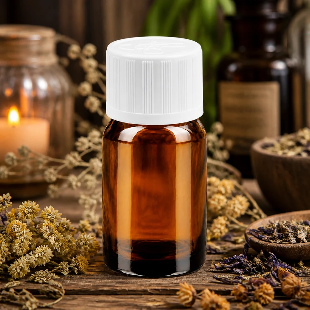 Flacone in vetro ambrato da 5 ml con tappo di sicurezza per bambini per conservare in modo sicuro gli oli per aromaterapia