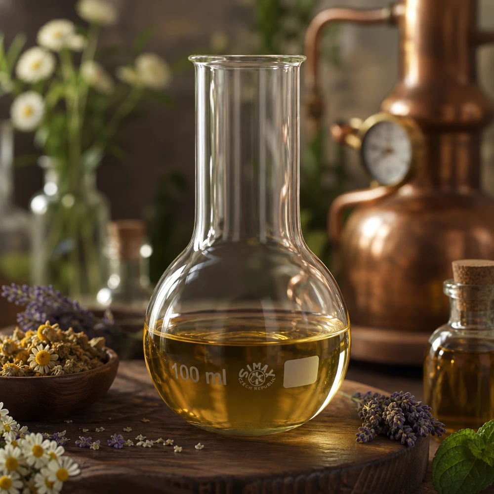 Pallone ad anca 100ml a collo largo Pallone volumetrico in vetro trasparente da 100 ml con collo ergonomico per la produzione di oli profumati e la profumeria