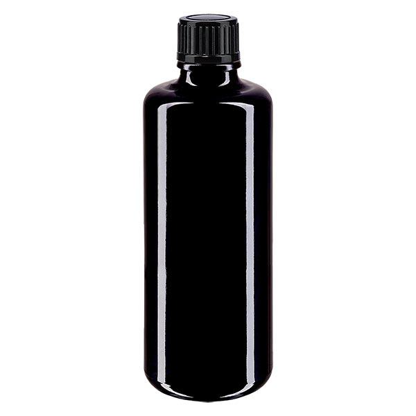 Apothekenflasche violett 100ml Schraubverschluss schwarz Standard