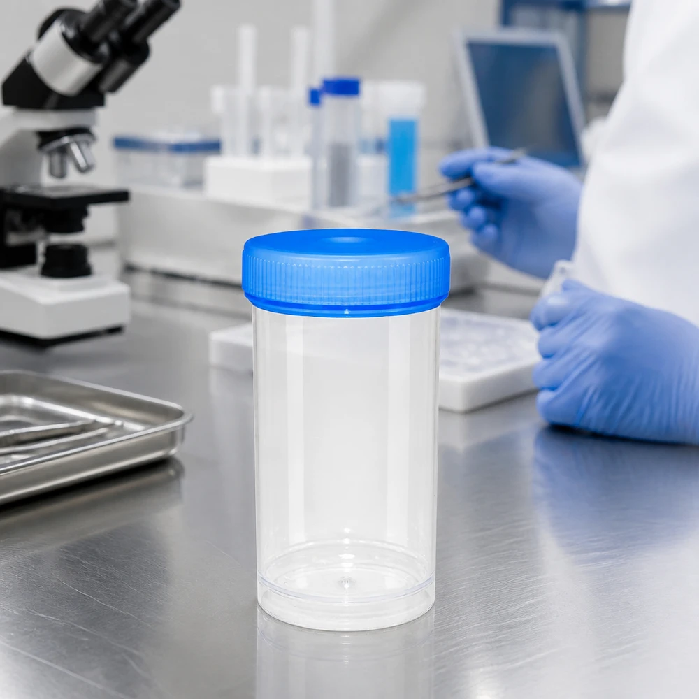 Boîte à col large étanche de 100 ml, en plastique sans BPA, destinée aux échantillons histologiques de laboratoire