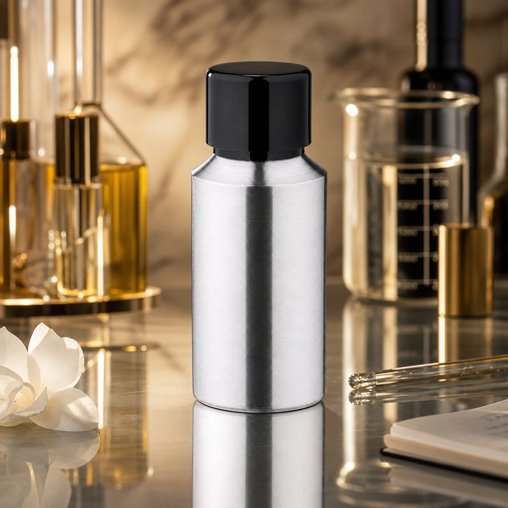 30ml geschliffene Aluflasche mit Schraubkappe 30ml Aluminiumflasche geschliffen wiederbefüllbar für nachhaltige Kosmetikaufbewahrung