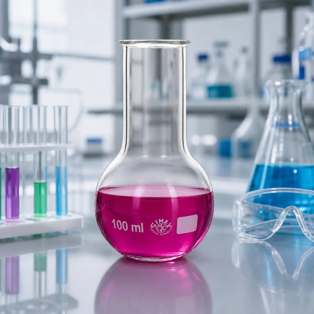 Pallone ad anca 100ml a collo largo Pallone da laboratorio da 100 ml con design ergonomico e collo largo per un'accessibilità ottimale