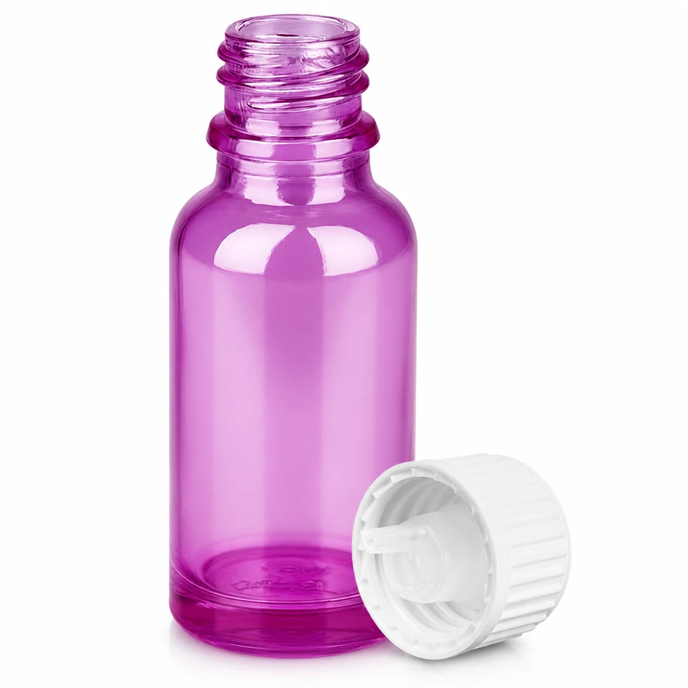 20ml Tropfflasche 0.9mm weiss Standard PurpleLine. UT18/20 Purple Tropfflasche 20ml mit weißem Verschluss STD UT18/20 für präzise Anwendung