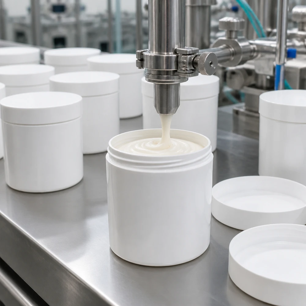 Pot à onguent blanc 150 g avec couvercle blanc (PP) Production pharmaceutique en série de pots à pommade blancs de 150 g avec couvercle à vis en polypropylène