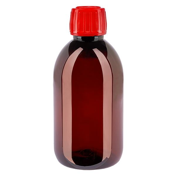 Bottiglia PET 250ml con tappo rosso OV Bottiglia PET 250ml con tappo rosso OV