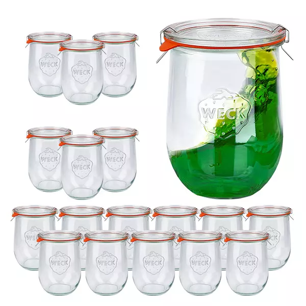 18er Set Weck Gläser 1062ml Tulpengläser, 1L Sturzgläser mit