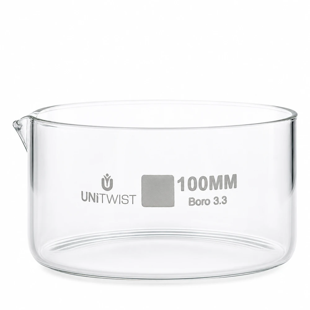 Kristallisierschale ø100mm Borosilikatglas UNiTWIST Laborschale 100mm Boro 3.3 Glas UNiTWIST niedrige Bauform klares Borosilikatglas Kristallisation