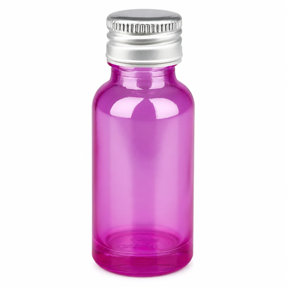 Flacon 20ml bouchon à vis 11mm alu-argent standard PurpleLine.UT18/20 Bouteille en verre violette de 20 ml avec bouchon en aluminium argenté idéale pour le bricolage cosmétique