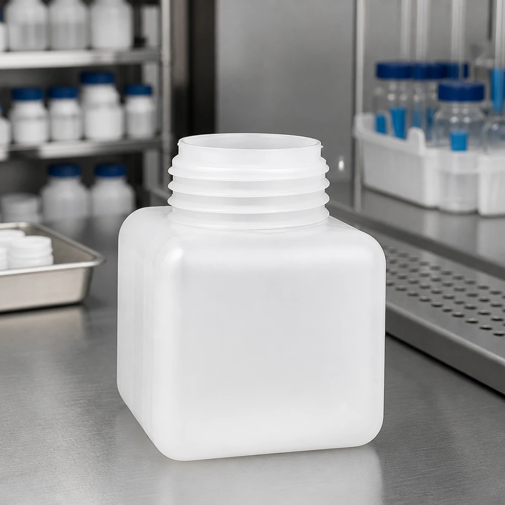 Bouteille à col large en PE-HD de 500 ml, couleur naturelle, adaptée au contact alimentaire, pour conserver en toute sécurité les poudres et les liquides