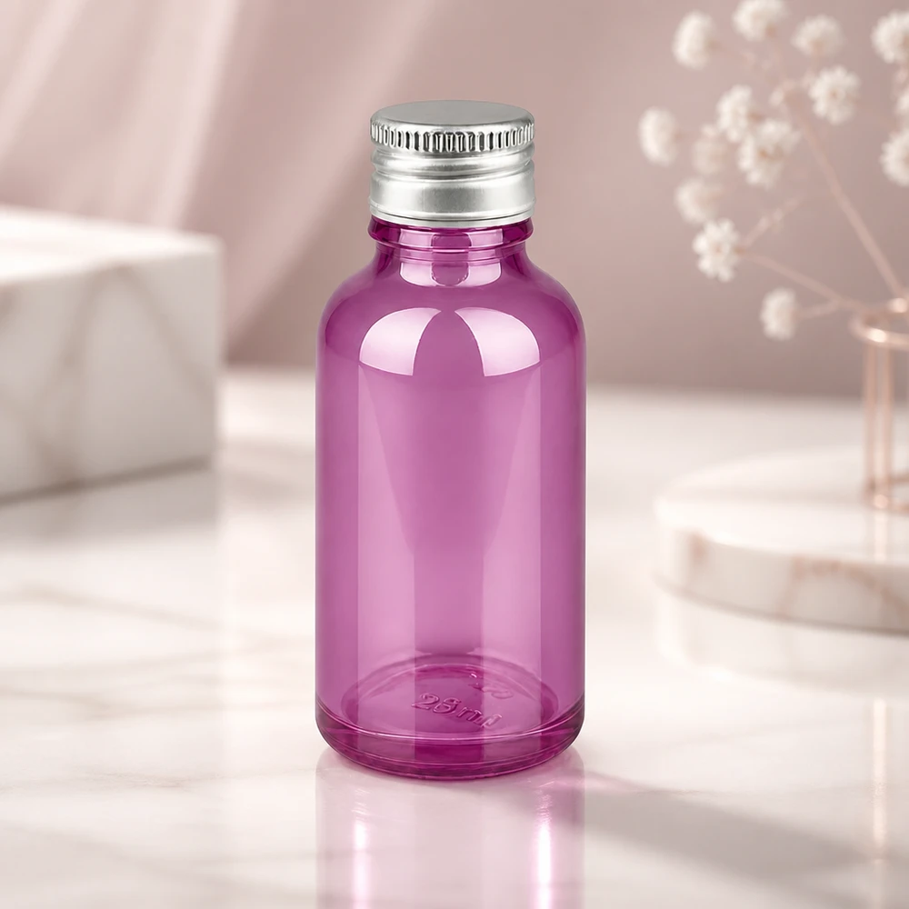 30ml Flasche 11mm Schraubverschluss Alu-Silberer Standard PurpleLine.UT18/30 Handliche 30ml Violettglas-Flasche mit fest verschließbarem Aluminiumgewinde