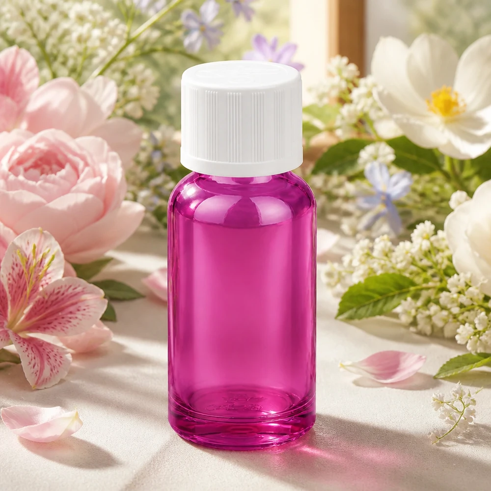20ml Flasche 11mm Schraubverschluss weiß Standard Kindersicher PurpleLine UT18/20 Stylische 20ml Flasche in Purple Line Optik mit kindersicherem Verschlusssystem