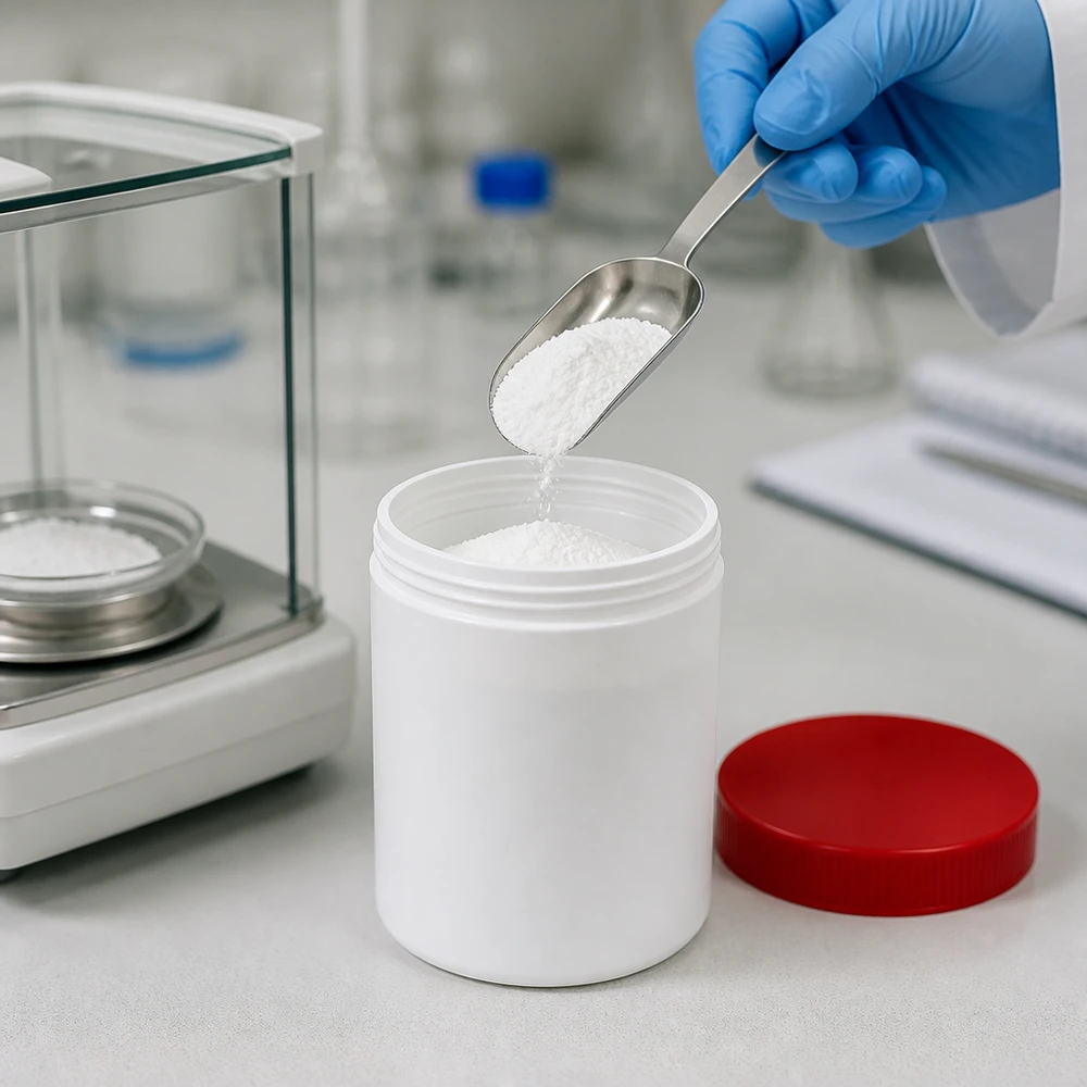 Pot de conditionnement pharmaceutique de 250 g, blanc, avec couvercle rouge en PP, adapté aux pommades et aux poudres