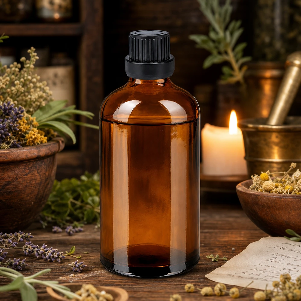 Contagocce da 100 ml fl. 2 mm nero OV BrownLine UT18/100 Flacone da 100 ml di colore ambrato con sistema di gocciolamento controllato da 2 mm per un dosaggio preciso