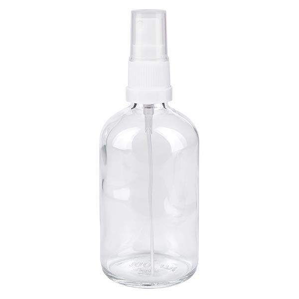 Apothekenflasche klar 100ml Sprayaufsatz weiß