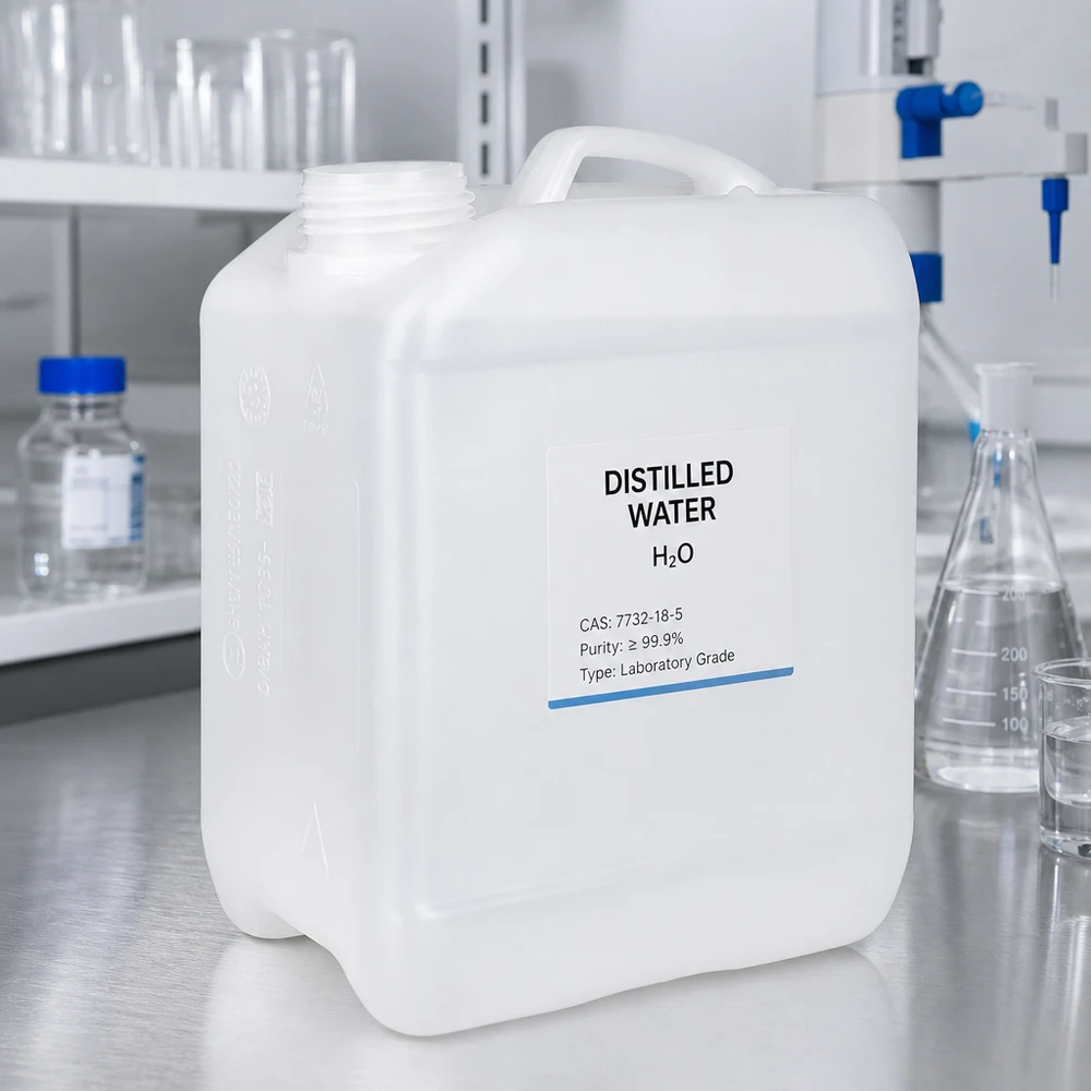 Bidon de 2,5 litres sans bouchon Bidon de laboratoire de 2,5 litres en PEHD pour eau distillée, sans couvercle, de couleur blanche