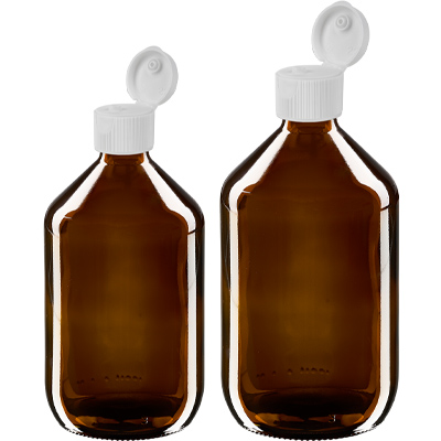 Braunglas Euro- Medizinflaschen mit Klappverschluss