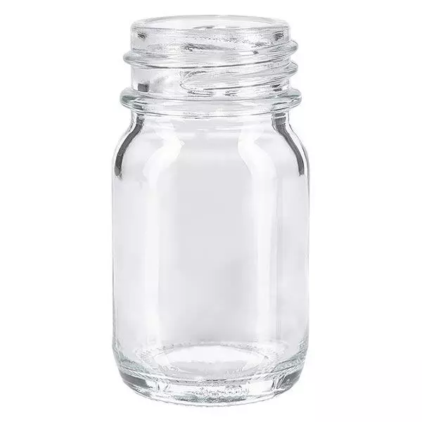 Bocal à col large en verre clair 30 ml, goulot DIN 32, sans couvercle