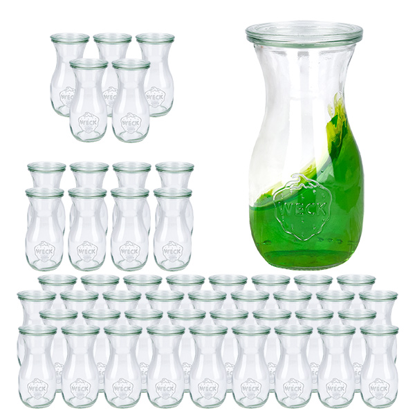 Set di 48 barattoli Weck da 290 ml con 48 coperchi in vetro Set di 48 barattoli Weck da 290 ml con 48 coperchi in vetro