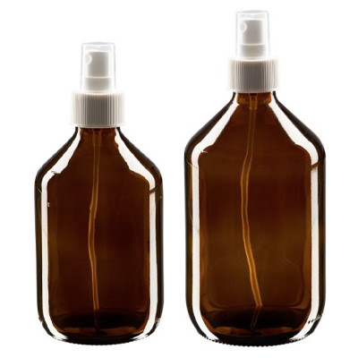 Euro- Medizinflaschen braun mit weissem Zerstäuber