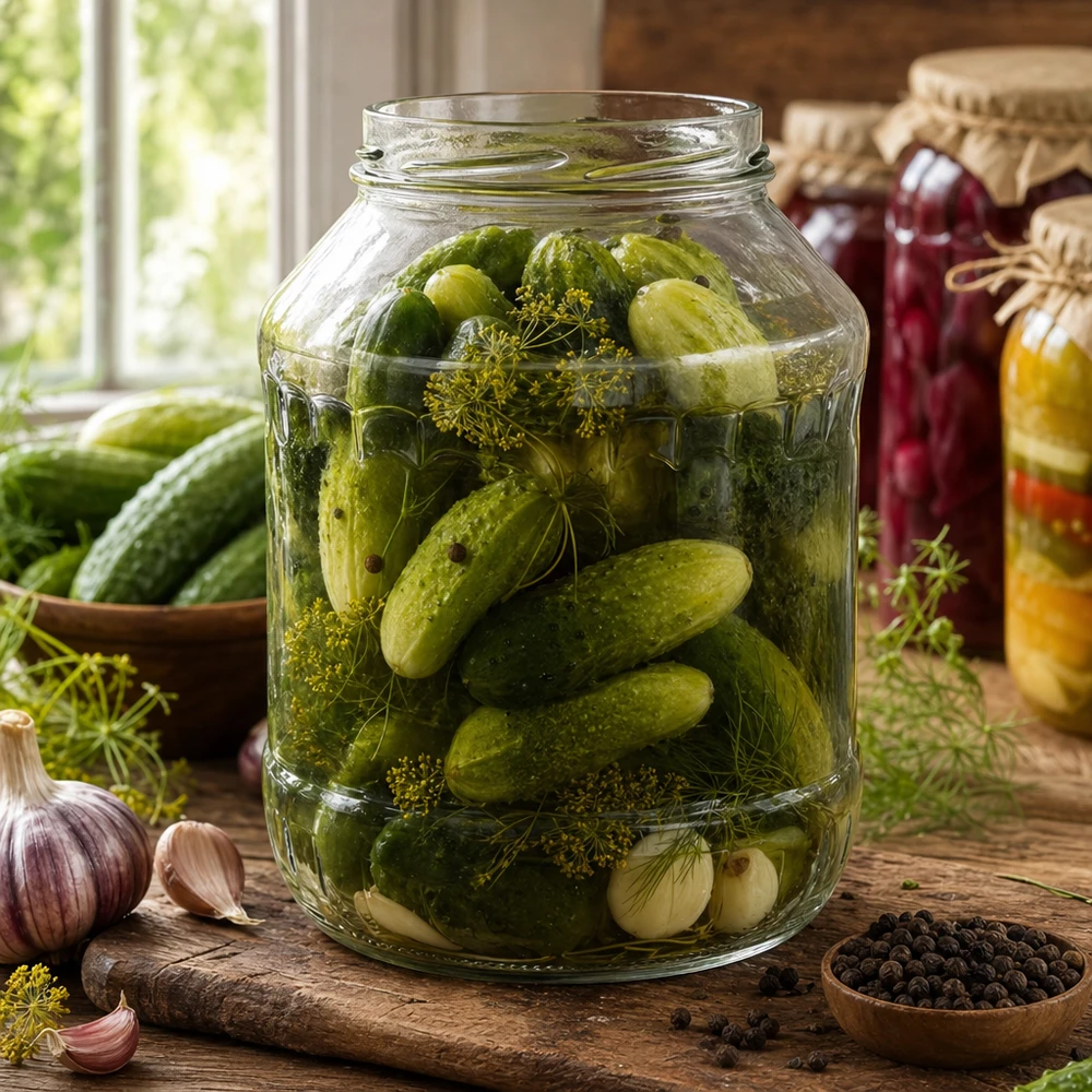2650ml Rundglas ohne Deckel (TO100) UNiTWIST UNiTWIST Runda2650 Sturzglas 2650ml mit eingelegten Gewürzgurken Dill Knoblauch Einmachen Konservieren TO100