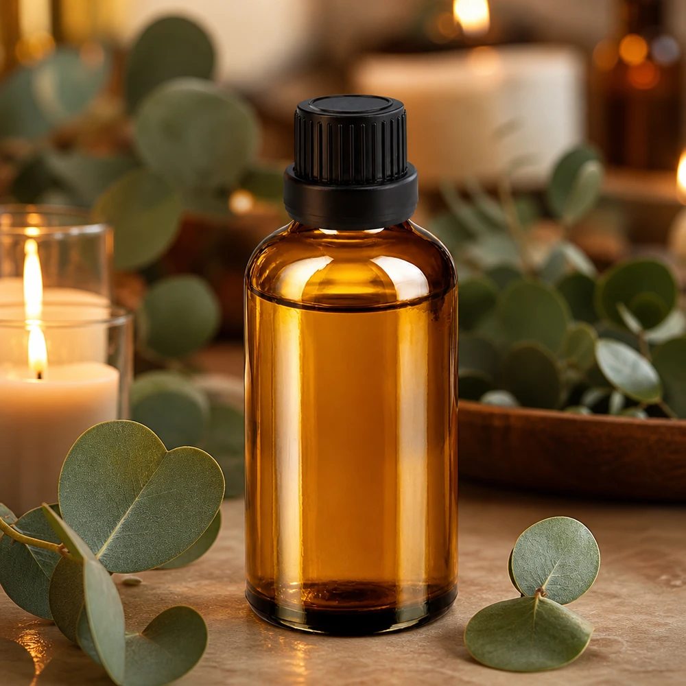 Bouteille en verre BrownLine de 50 ml avec bouchon compte-gouttes noir pour l'aromathérapie professionnelle