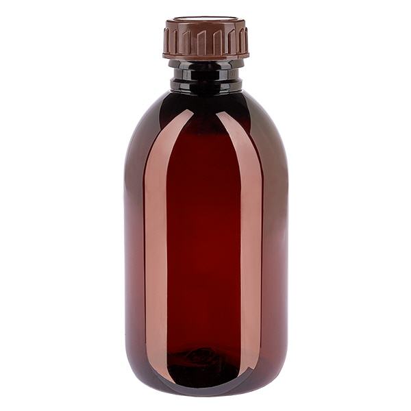 PET Flasche 250ml mit braunem Verschluss Standard