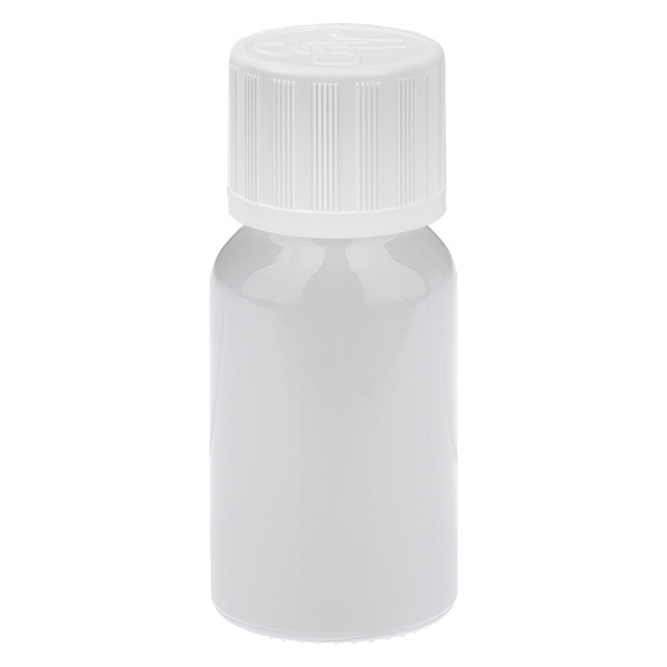 Flacone da 10 ml con tappo a vite da 11 mm bianco standard con chiusura di sicurezza per bambini WhiteLine UT18/10 Flacone da 10 ml con tappo a vite da 11 mm bianco standard con chiusura di sicurezza per bambini WhiteLine UT18/10
