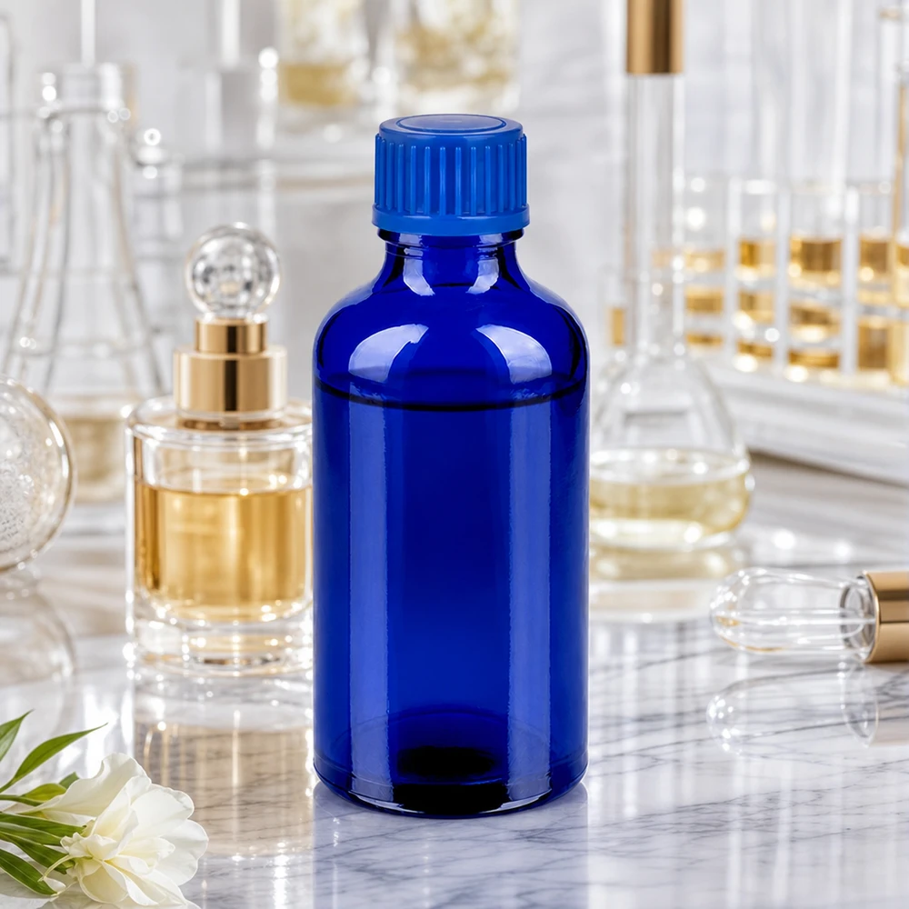 50ml Flasche 11mm Schraubverschluss blau Standard BlueLine UT18/50 50ml Laborflasche aus robustem Kobaltglas mit auslaufsicherem 11mm Gewinde