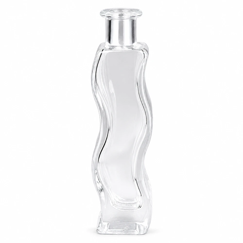 Flacone in vetro da 100 ml Melissa vuoto senza tappo UNiTWIST trasparente con forma ondulata per profumi o cosmetici