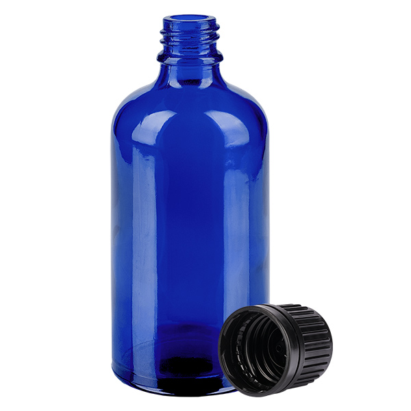 100ml Flasche 11mm Schraubverschluss schwarz Originalitätsverschluss BlueLine UT18/100