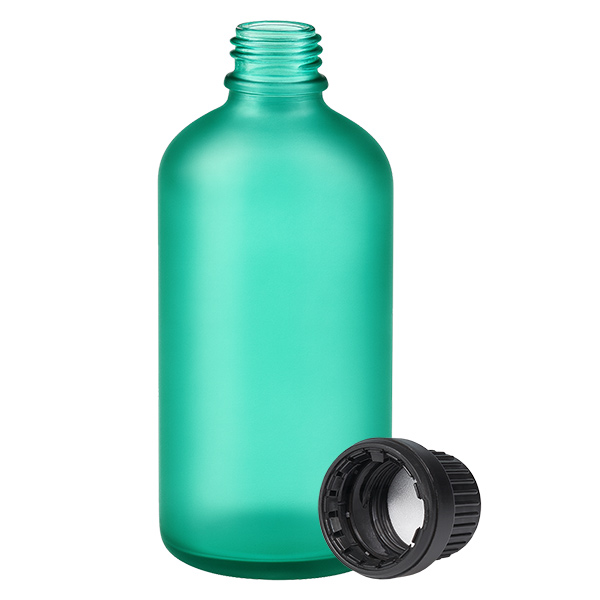 100ml Flasche 11mm Schraubverschluss schwarz Originalitätsverschluss GreenL. UT18/100