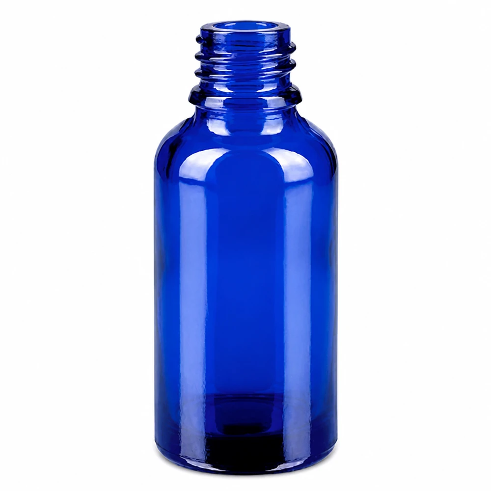Il flacone STD BlueLine da 30 ml in vetro blu protegge il contenuto dai raggi UV.