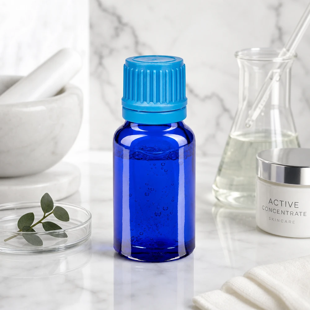 10ml Flasche 11mm Schraubverschluss blau Originalitätsverschluss BlueLine UT18/10 10ml Premium Glasflasche mit tropffreiem Ausgießer für präzise Anwendung